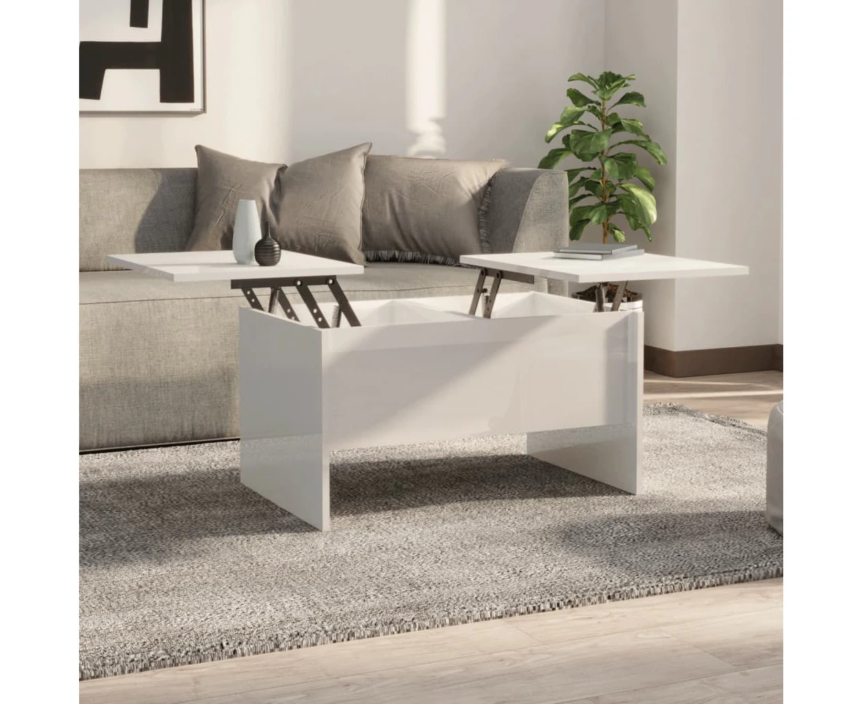 Coffee Table High Gloss White 80x50x42.5 cm Engineered Wood