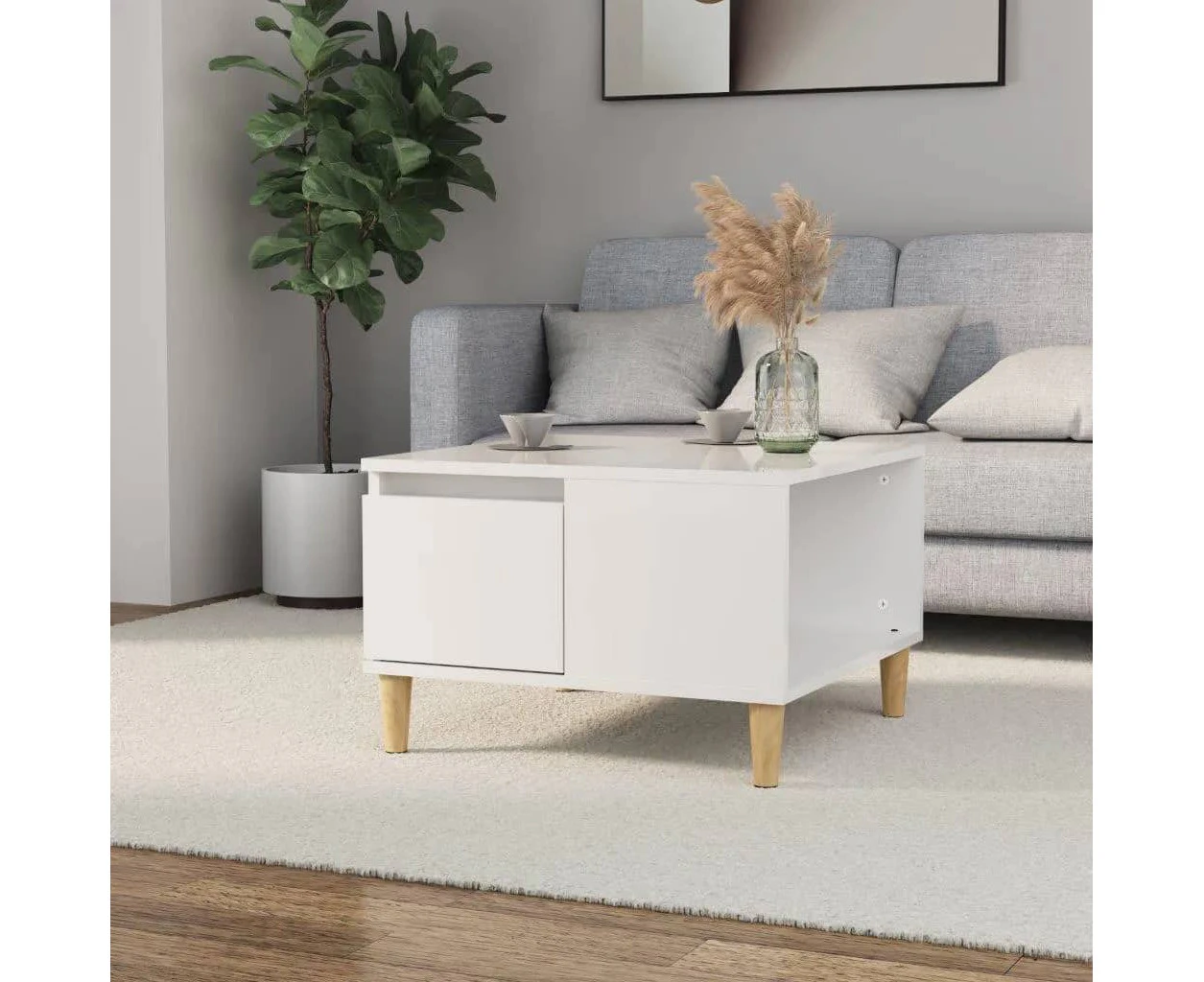 Coffee Table High Gloss White 55x55x36.5 cm Engineered Wood