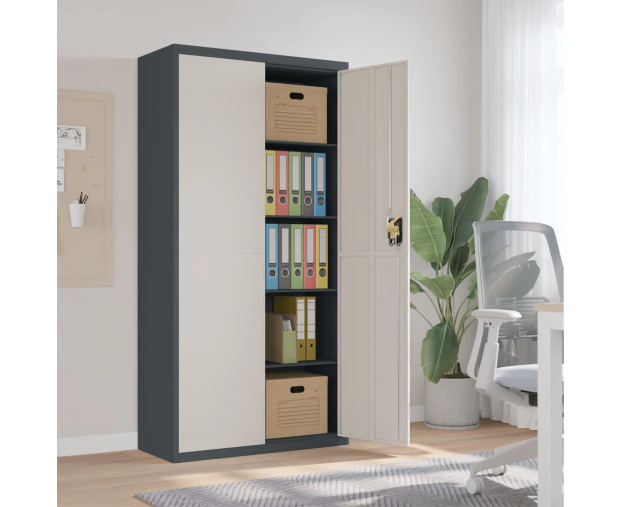 File Cabinet Anthracite and White 90x40x180 cm Steel