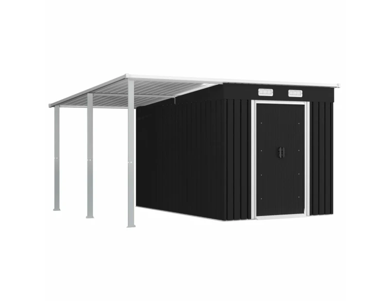 Garden Shed with Extended Roof Anthracite 336x270x181 cm Steel