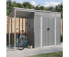 Garden Shed with Extended Roof Light Grey 277x110.5x181 cm Steel