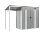 Garden Shed with Extended Roof Light Grey 277x110.5x181 cm Steel