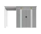 Garden Shed with Extended Roof Light Grey 277x110.5x181 cm Steel