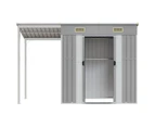 Garden Shed with Extended Roof Light Grey 277x110.5x181 cm Steel