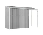 Garden Shed with Extended Roof Light Grey 277x110.5x181 cm Steel