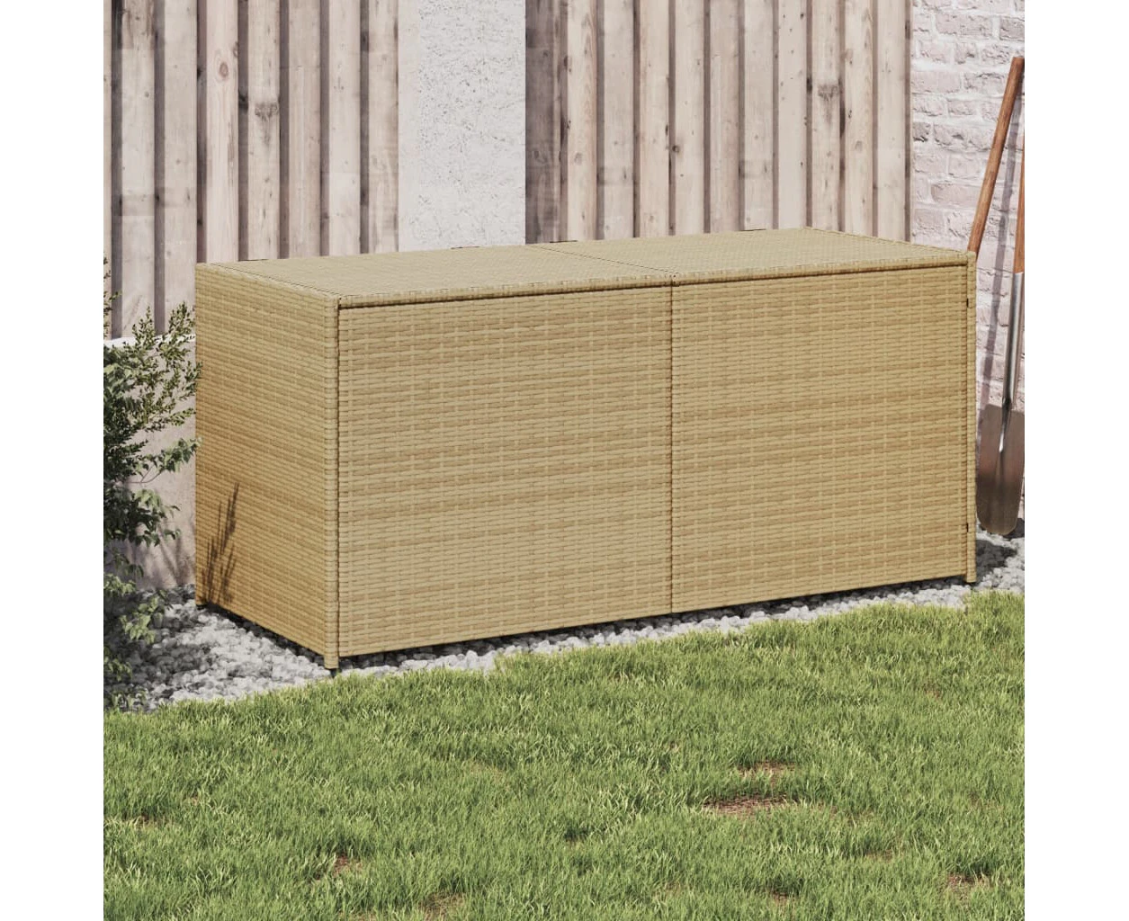 Garden Storage Box Mix Beige 283L Poly Rattan