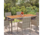 Garden Table with Wooden Top Grey 190x90x75 cm Poly Rattan