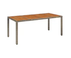 Garden Table with Wooden Top Grey 190x90x75 cm Poly Rattan