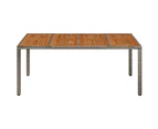 Garden Table with Wooden Top Grey 190x90x75 cm Poly Rattan