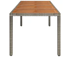 Garden Table with Wooden Top Grey 190x90x75 cm Poly Rattan