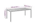 Garden Table with Wooden Top Grey 190x90x75 cm Poly Rattan