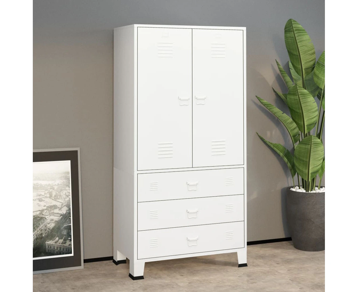 Industrial Wardrobe White 90x50x180 cm Metal