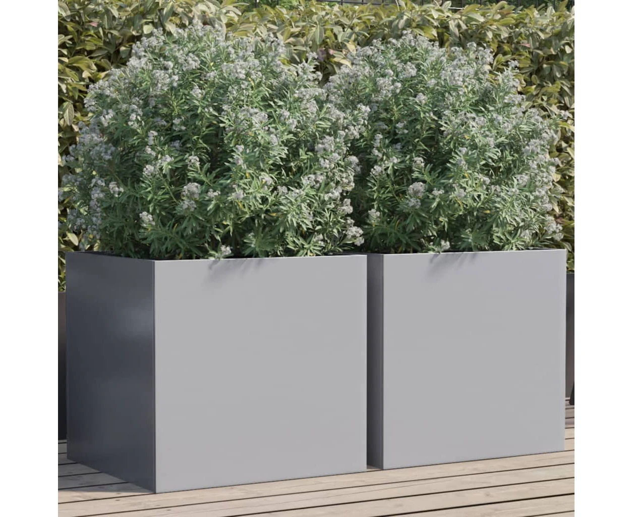 Planters 2 pcs Silver 49x47x46 cm Galvanised Steel