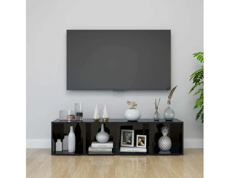 TV Cabinets 4 pcs High Gloss Black 37x35x37 cm Engineered Wood