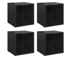 TV Cabinets 4 pcs High Gloss Black 37x35x37 cm Engineered Wood