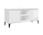 TV Cabinet with Metal Legs High Gloss White 103.5x35x50 cm