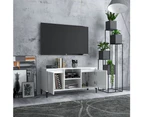 TV Cabinet with Metal Legs High Gloss White 103.5x35x50 cm