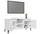 TV Cabinet with Metal Legs High Gloss White 103.5x35x50 cm