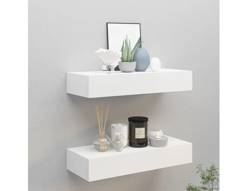 Wall-mounted Drawer Shelves 2 pcs White 60x23.5x10cm MDF