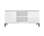 TV Cabinet with Metal Legs High Gloss White 103.5x35x50 cm