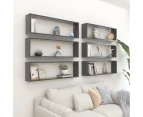 Wall Cube Shelves 6 pcs Grey 100x15x30 cm Engineered Wood