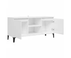 TV Cabinet with Metal Legs High Gloss White 103.5x35x50 cm