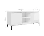 TV Cabinet with Metal Legs High Gloss White 103.5x35x50 cm