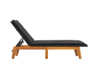 Sun Lounger with Cushion Poly Rattan&Solid Wood Acacia