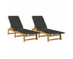 Sun Loungers 2 pcs Black Solid Wood Acacia and Fabric