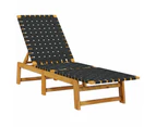 Sun Loungers 2 pcs Black Solid Wood Acacia and Fabric