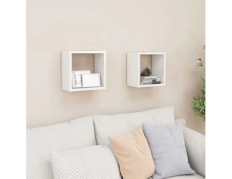 Wall Cube Shelves 2 pcs High Gloss White 26x15x26 cm