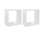 Wall Cube Shelves 2 pcs High Gloss White 26x15x26 cm