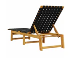 Sun Loungers 2 pcs Black Solid Wood Acacia and Fabric