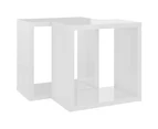 Wall Cube Shelves 2 pcs High Gloss White 26x15x26 cm