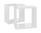 Wall Cube Shelves 2 pcs High Gloss White 26x15x26 cm