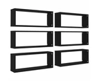 Wall Cube Shelves 6 pcs Black 60x15x23 cm Engineered Wood