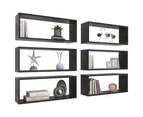 Wall Cube Shelves 6 pcs Black 60x15x23 cm Engineered Wood