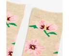 Flower Print Crew Length Socks - AC-Lab