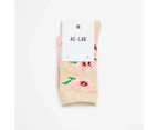 Flower Print Crew Length Socks - AC-Lab