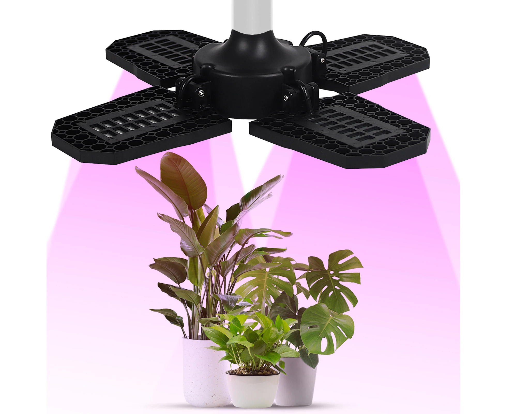 Grow Lights for Indoor Plants 240 LEDs Full Spectrum Red Blue Light 4 Blades Full Coverage 90° Collapsible Waterproof Outdoor Indoor Plant Growing Lights w