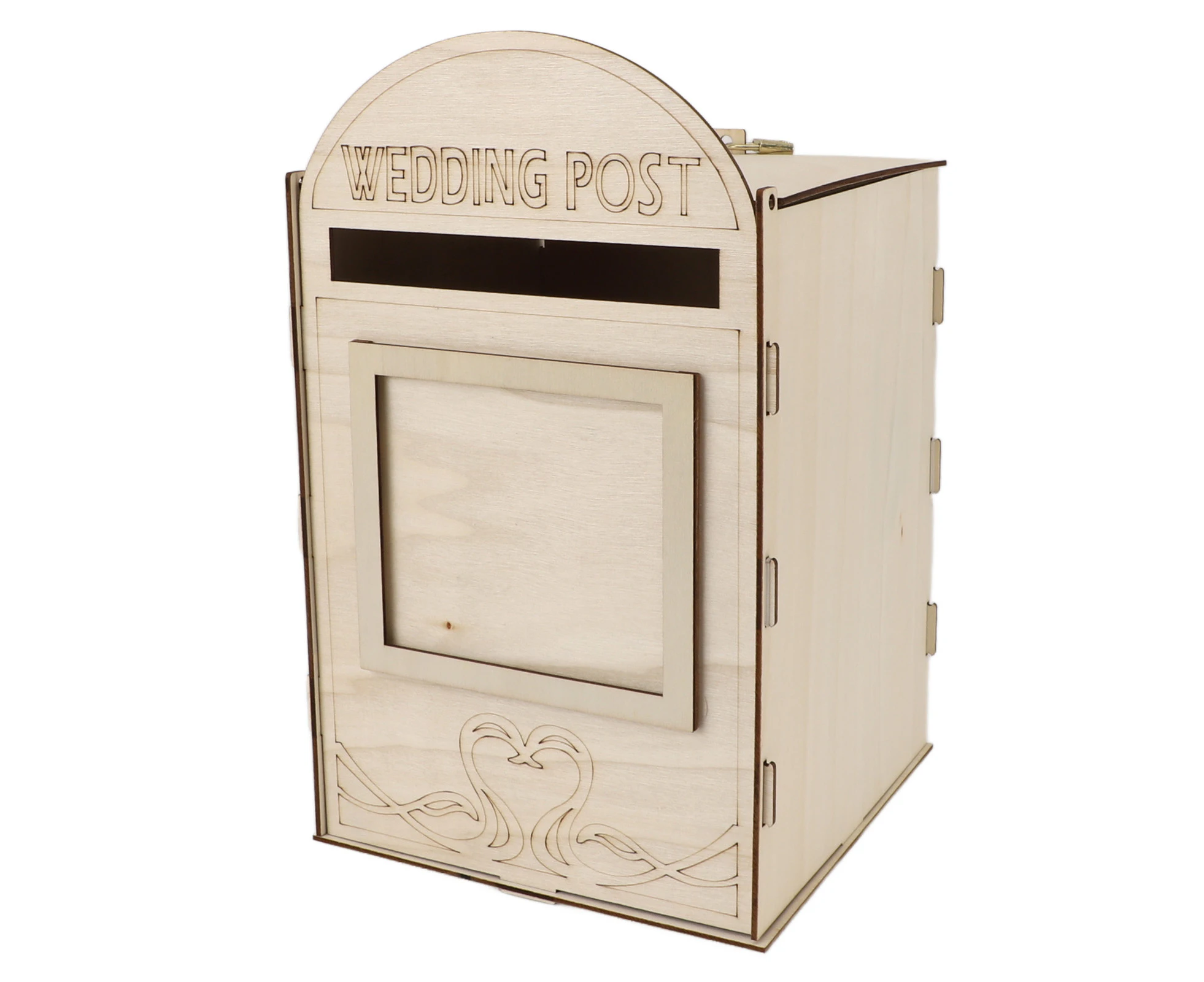 2024 DIY Wooden Wedding Mailbox Post Box with Lock Key for Reception Wedding Anniversary Party Decoration JM01618