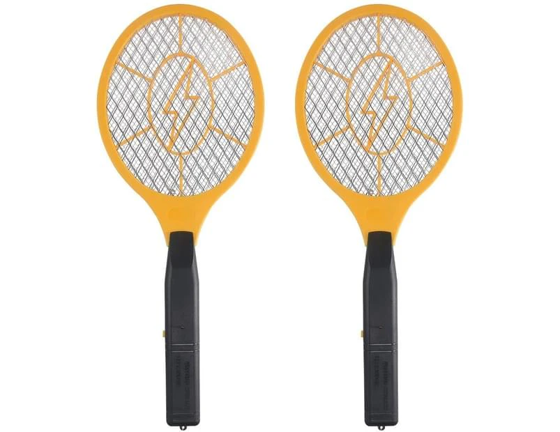 2 Pack Bug Zapper Electric Fly Swatter Zap Mosquito - Indoor Outdoor Zapping Racket For Pest Control - Safe To Touch With 3-Layer Safety Mesh