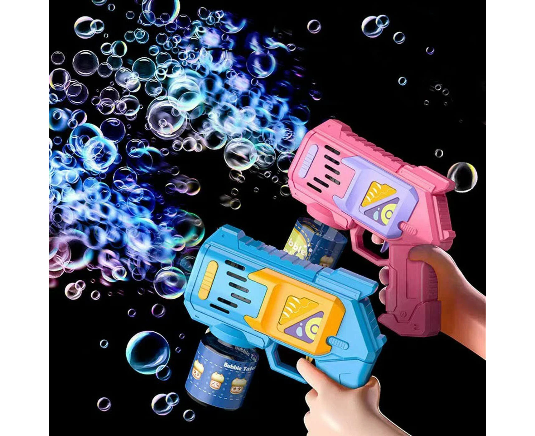 Electric Automatic Soap Rocket Bubble Machine, High Output Blower Bubbles-Blue