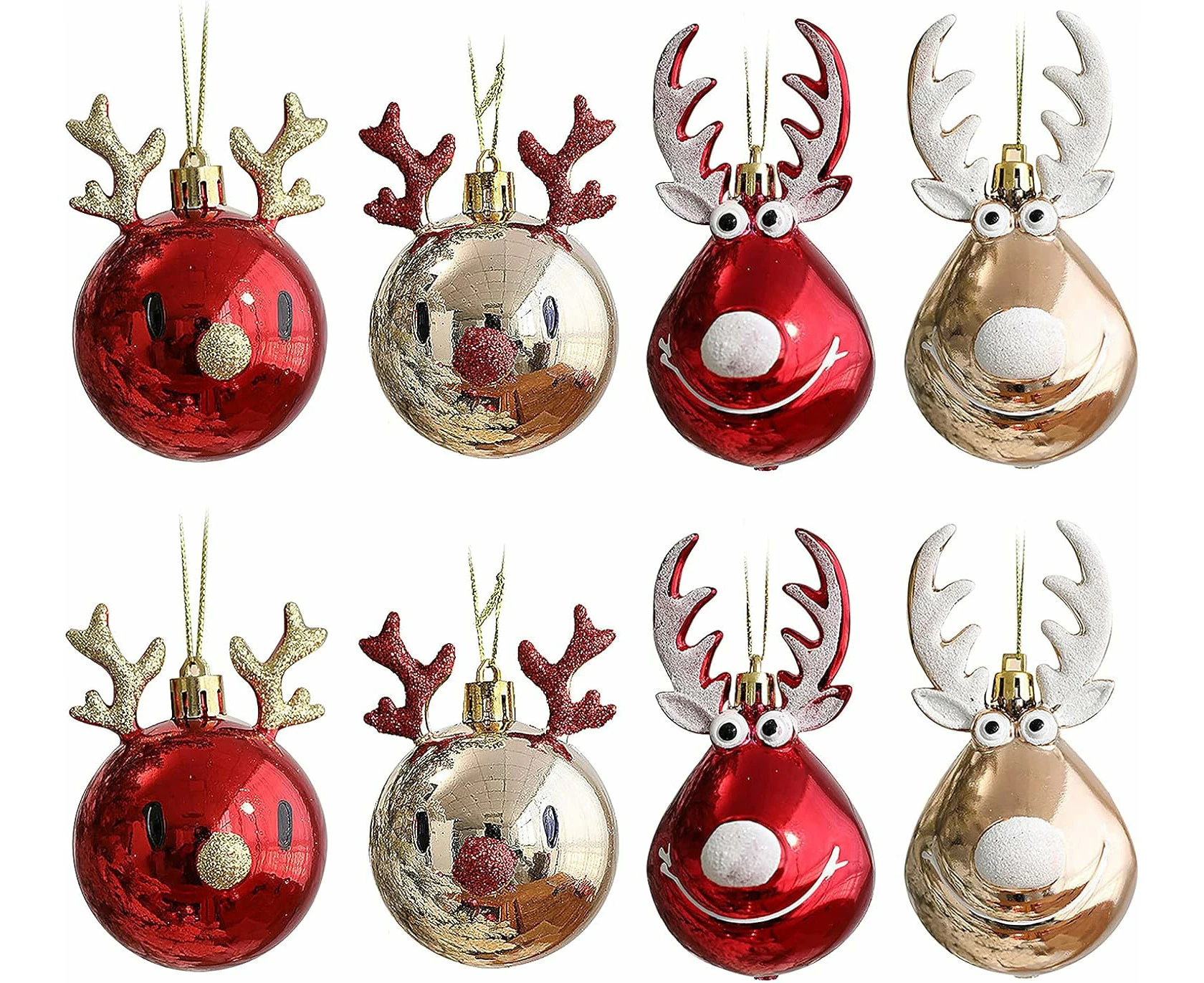 Set of 8 unbreakable Christmas balls for Christmas tree - Balls to fill - Gold and red