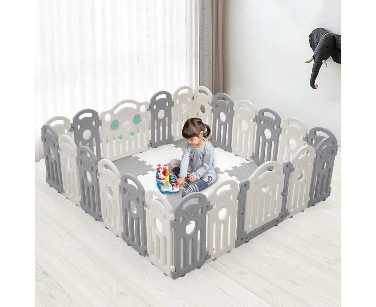 Playpals Kids Playpen Baby Safety Gate Toddler Fence Child Play Game 22 Panels