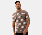 Russell Athletic Men's City Stripe Tee / T-Shirt / Tshirt - Mocha