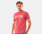 Russell Athletic Men's Big Arch Logo Tee / T-Shirt / Tshirt - Cranberry