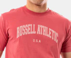 Russell Athletic Men's Big Arch Logo Tee / T-Shirt / Tshirt - Cranberry