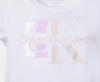 Calvin Klein Girls' Dimension Monogram Tee / T-Shirt / Tshirt - White