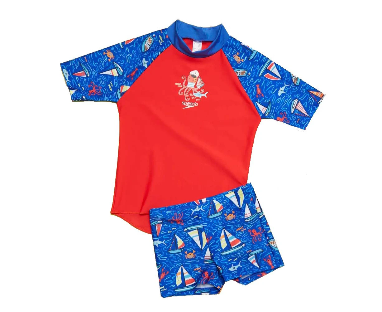 Speedo Toddler Digital Short Sleeve Rash Top Set Boys